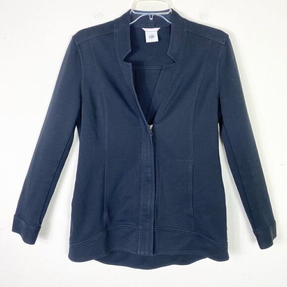 Cabi Around the Clock Black Zip Mandarin Collar Zip Blazer Jacket #5480 Size S - Picture 1 of 7